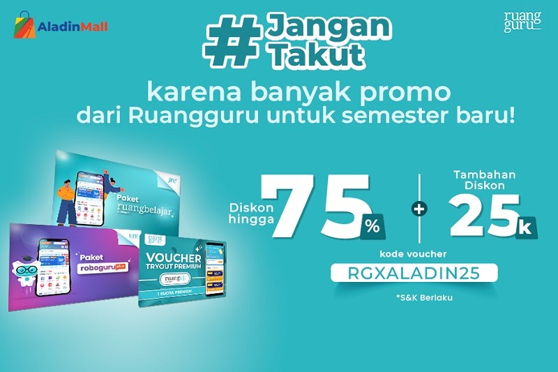 Persiapan Ujian, Les di Ruangguru Bisa Dapat Diskon hingga 75 Persen di AladinMall. (Foto: MNC Media).