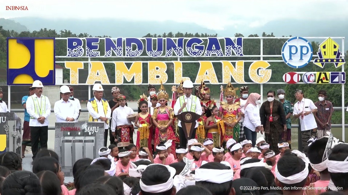 Jokowi Resmikan Bendungan Tamblang Bali, Habiskan Anggaran Rp820 Miliar. (Tangkapan Layar YT Setpres)