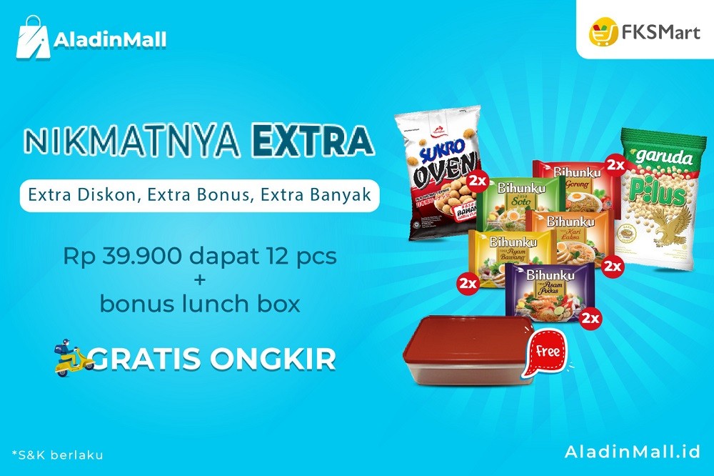 Beli Bihunku 12 Pcs di AladinMall Cuma Rp39.900, Gratis Lunch Box dan Ongkir Lho. (Foto: MNC Media)