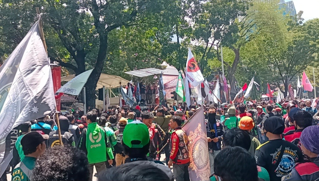 Ojol Demo Tolak Kebijakan Jalan Berbayar, Dishub DKI: Aspirasi Kami Terima (FOTO:Dok Ist)