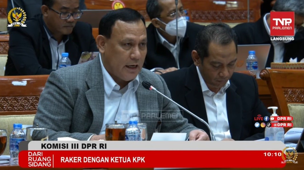 Firli: Realisasi Serapan Anggaran 2022 97,3 Persen, Tertinggi Selama KPK Berdiri. (Foto: Tangkapan Layar YT Komisi III DPR RI)