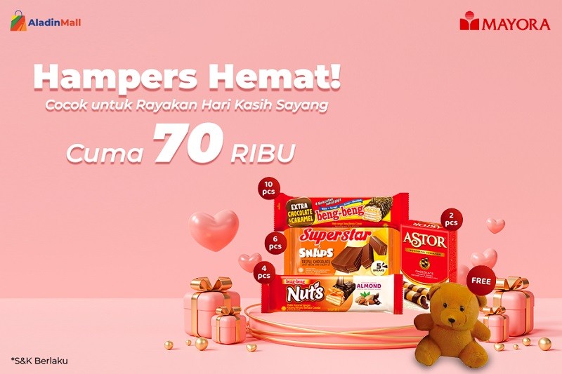Beli Hampers Parcel Valentine Mayora di AladinMall, Dapat Gratis Boneka dan Ongkir. (Foto: MNC Media).