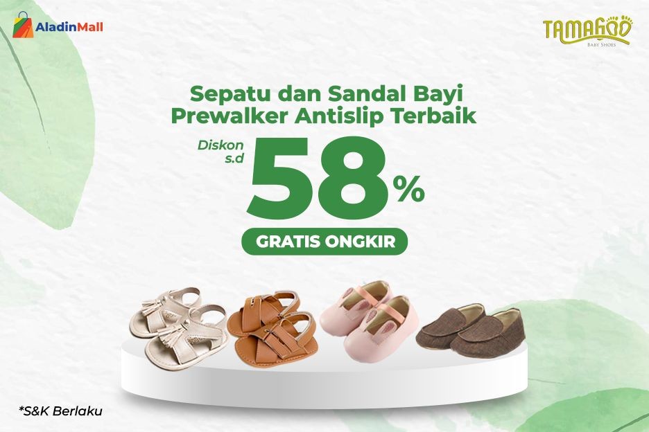 Nikmati Diskon Sepatu dan Sandal Bayi hingga 58 Persen Plus Gratis Ongkir di AladinMall. (Foto: MNC Media)