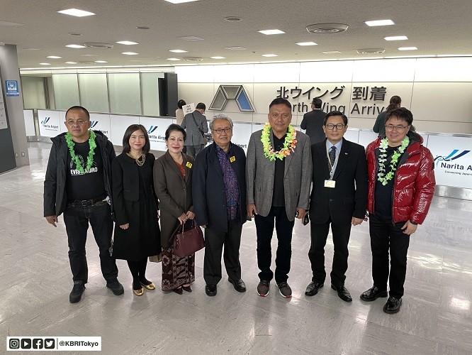 Dubes Heri Akhmadi Sambut Tibanya Penerbangan Perdana Manado-Tokyo di Bandara Narita. (Foto: Kedubes Jepang)