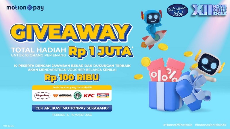 Dukung Idola Kamu di Indonesian Idol, Menangkan Voucher Belanja dari MotionPay. (Foto: MNC Media).
