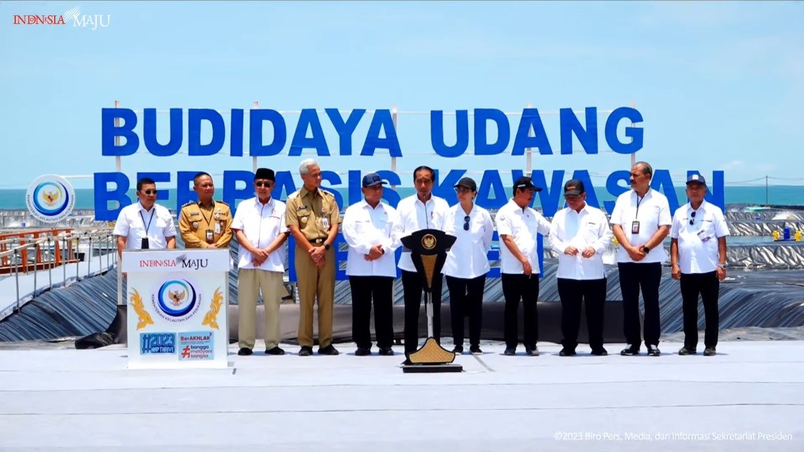 Jokowi Resmikan Tambak Budi Daya Udang 60 Hektare Senilai Rp175 Miliar. (Foto: Tangkapan Layar YT Setpres)