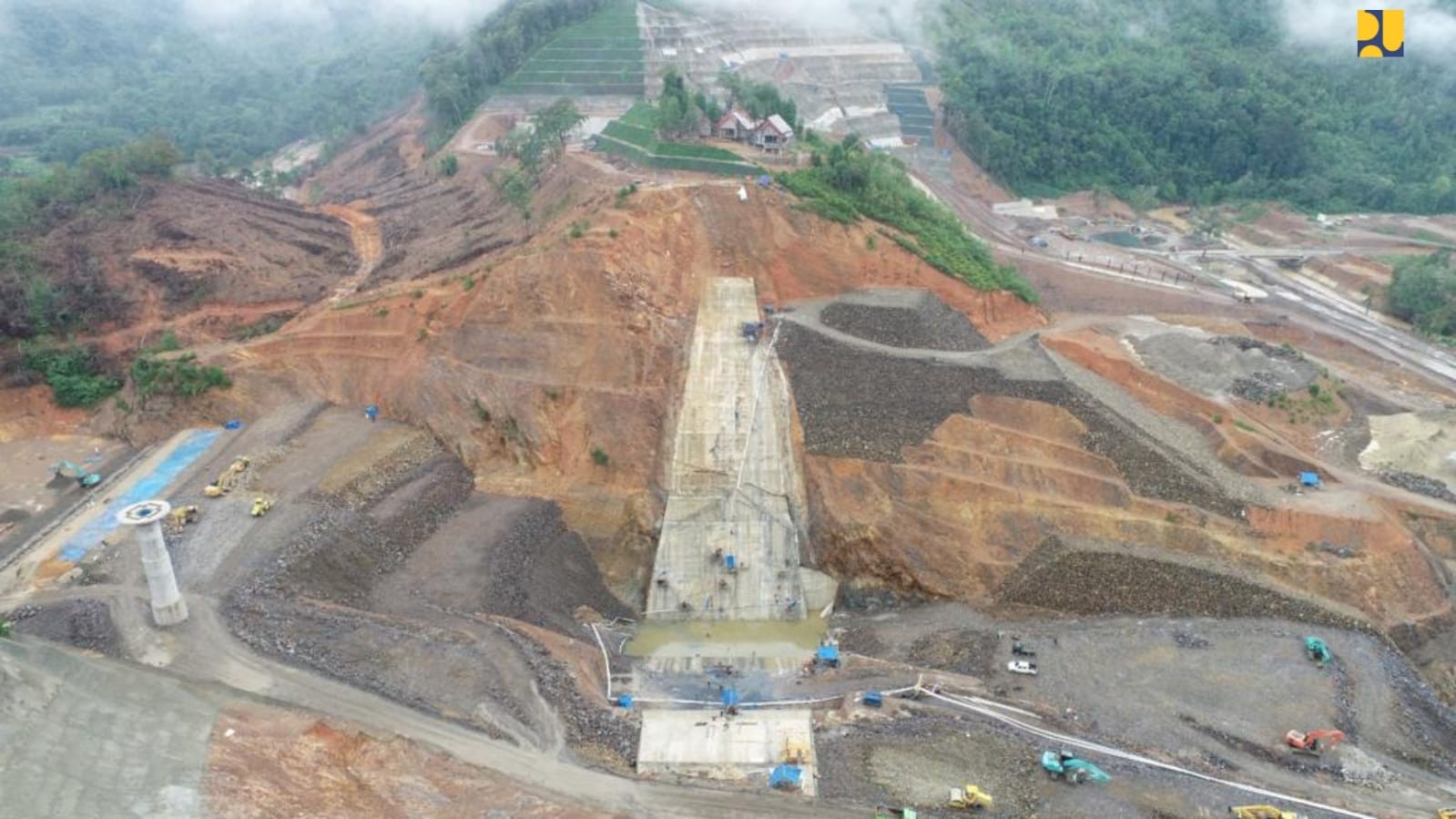 Progres Terkini Konstruksi Bendungan Ameroro yang Ditarget Tuntas Akhir 2023. (Foto: Dok. Kementerian PUPR)