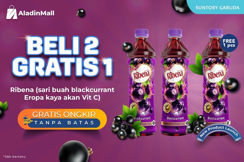 Serbu Promo Minuman Ribena Blackcurrant di AladinMall, Beli 2 Gratis 1. (Foto MNC Media).