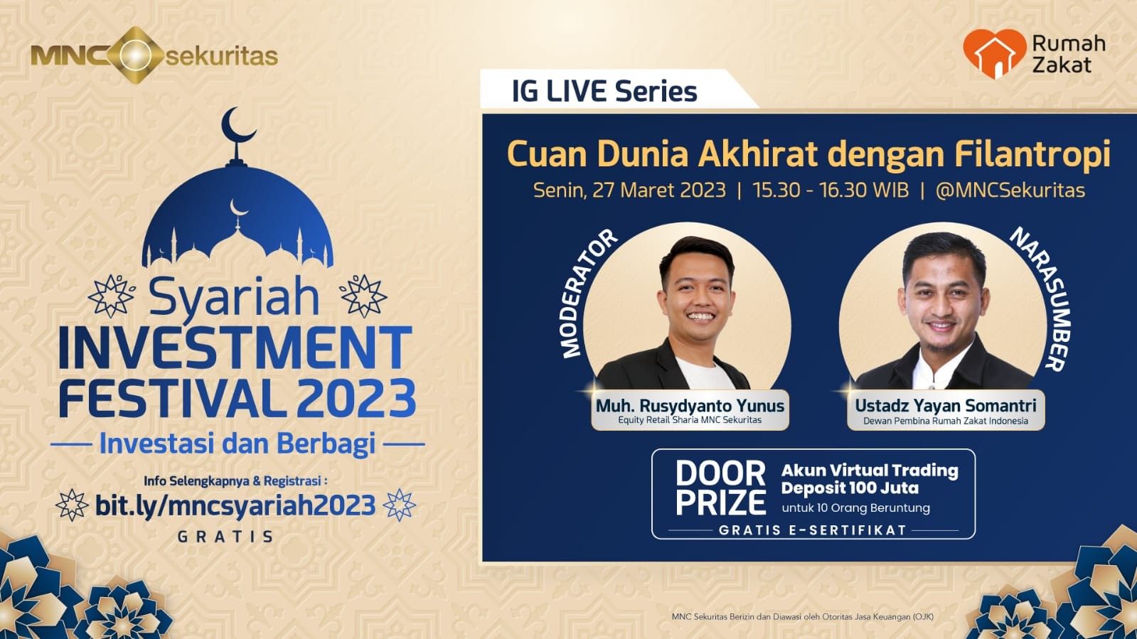 Jangan Lewatkan Webinar Cuan Dunia Akhirat Lewat Zakat Saham, Catat Jadwalnya. Foto: MNC Media.