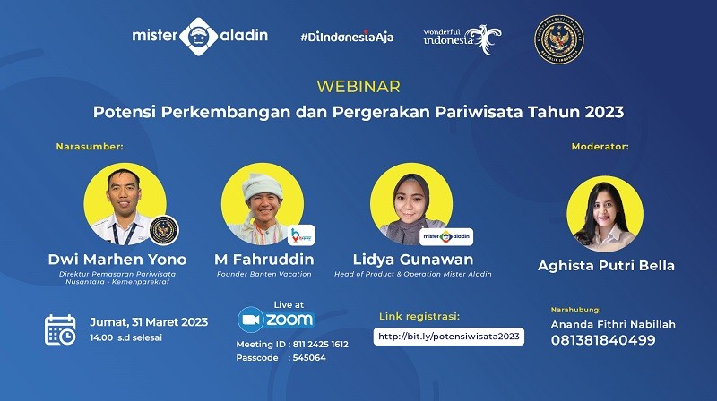 Tonton Webinar Mister Aladin dan Kemenparekraf, Bahas Peluang Pariwisata Pasca Pandemi. (Foto MNC Media).