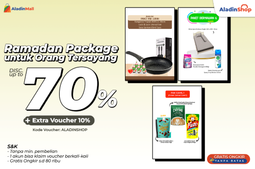 Cek Promo AladinMall Yuk, Ada Aneka Promo Bingkisan Lebaran Murah Lho. Foto: MNC Media.