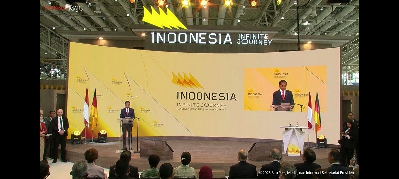 Resmikan Paviliun Indonesia di Hannover Messe 2023, Jokowi Jelaskan Filosofi Kapal Pinisi. (Foto: Biro Pers Setpres)