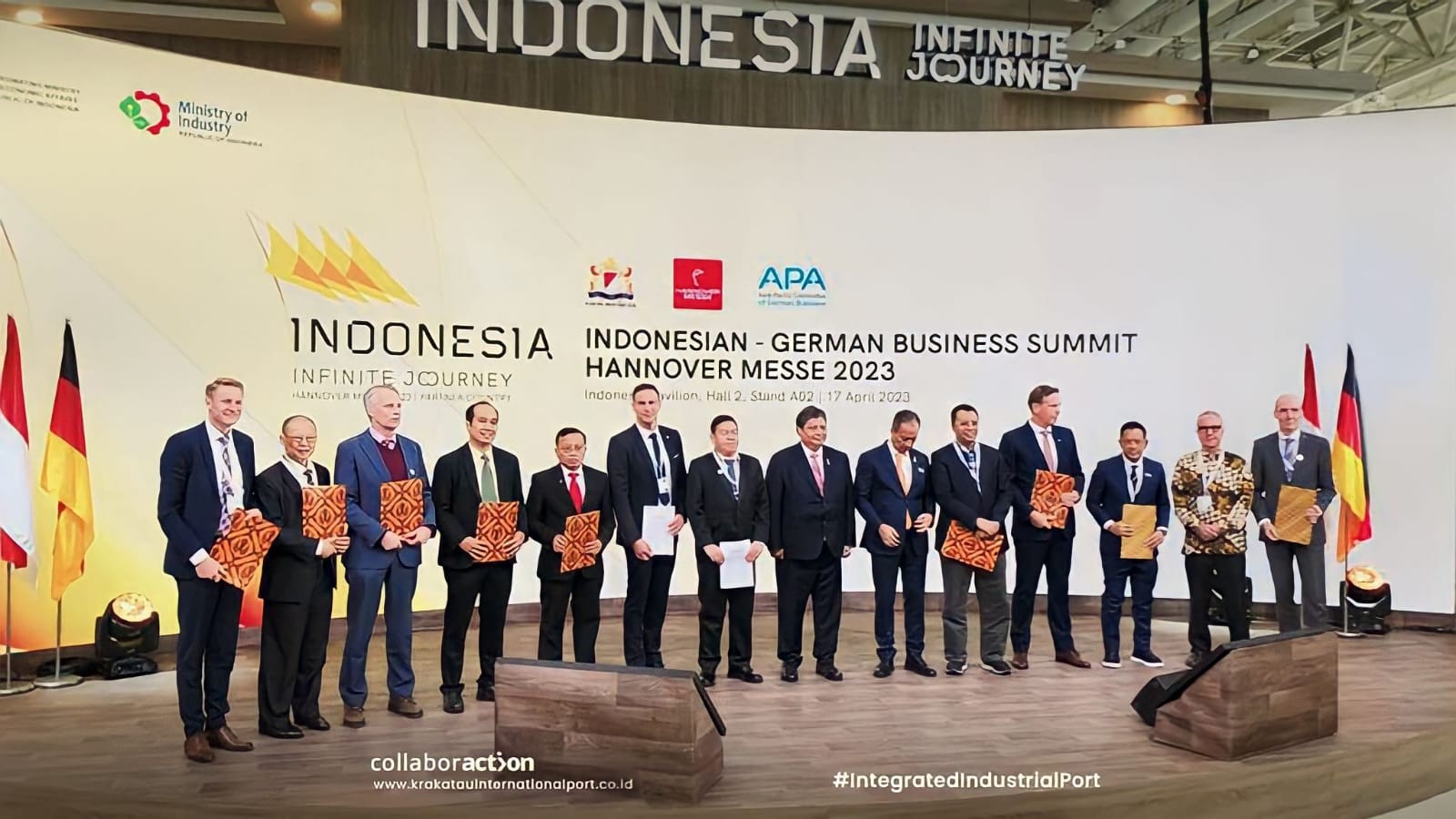 Anak Usaha Krakatau Steel (KRAS) Tandatangani Kerja Sama Kepelabuhan di Hannover Messe 2023. (Foto: MNC Media)