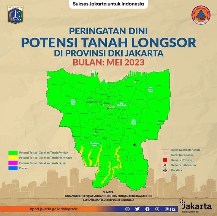 Waspada, BPBD Sebut 10 Wilayah Jakarta Berpotensi Tanah Longsor pada Mei 2023. (Foto: BPBD DKI Jakarta)