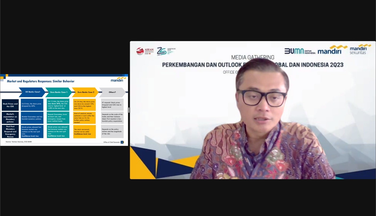 Ekonom Bank Mandiri Proyeksi Ekonomi RI Tumbuh Lebih Baik di Kuartal II-2023. (Foto: MNC Media)