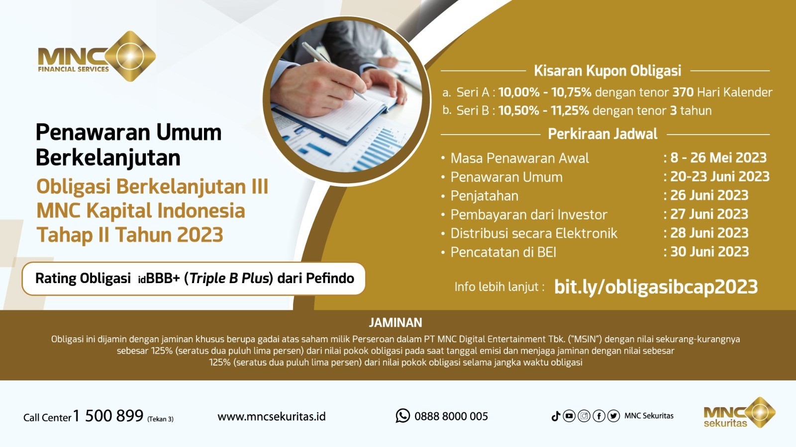 MNC Kapital (BCAP) Berencana Terbitkan Obligasi Rp750 Miliar, Simak Jadwalnya. Foto: MNC Media.