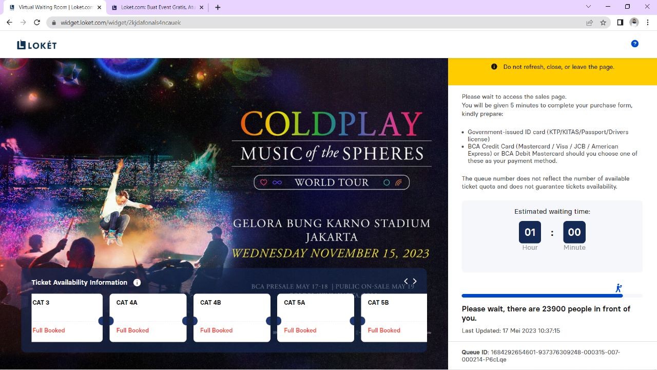 Baru Dibuka, Tiket Termahal Coldplay Rp11 Juta Langsung Ludes (FOTO:Dok Ist)
