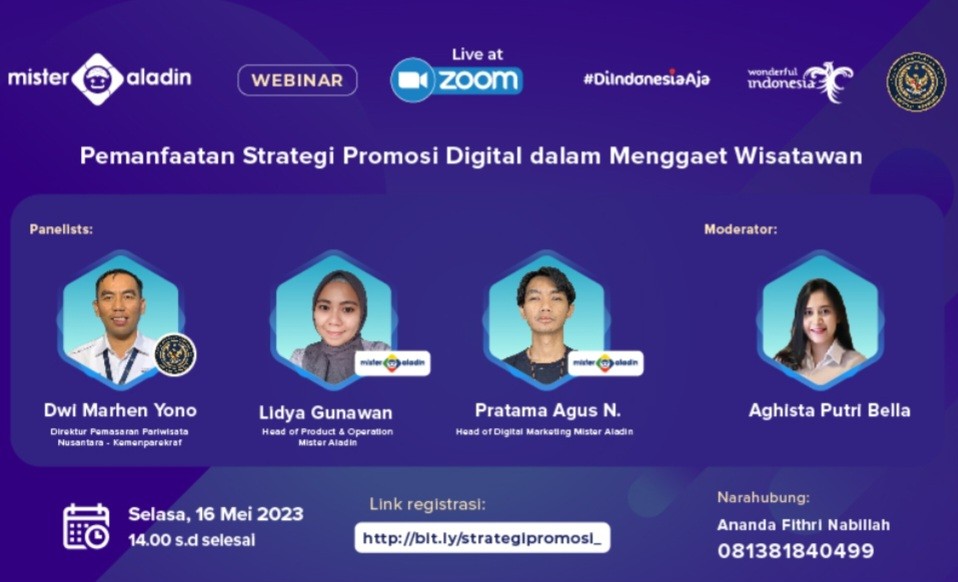Mister Aladin Paparkan Strategi Promosi Digital dalam Webinar dengan Kemenparekraf (FOTO:MNC Media)
