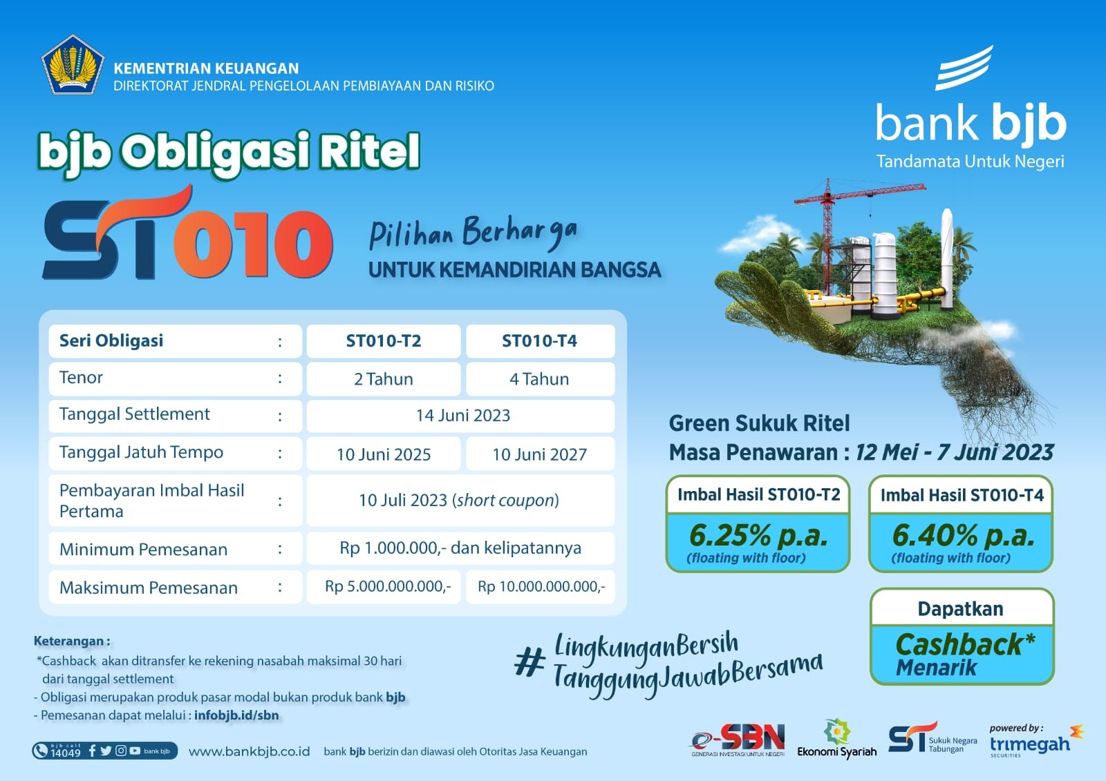 bank bjb Ikut Tawarkan ST010, Ada Cashback Menarik bagi Investor. (Foto: Dok Bank bjb)