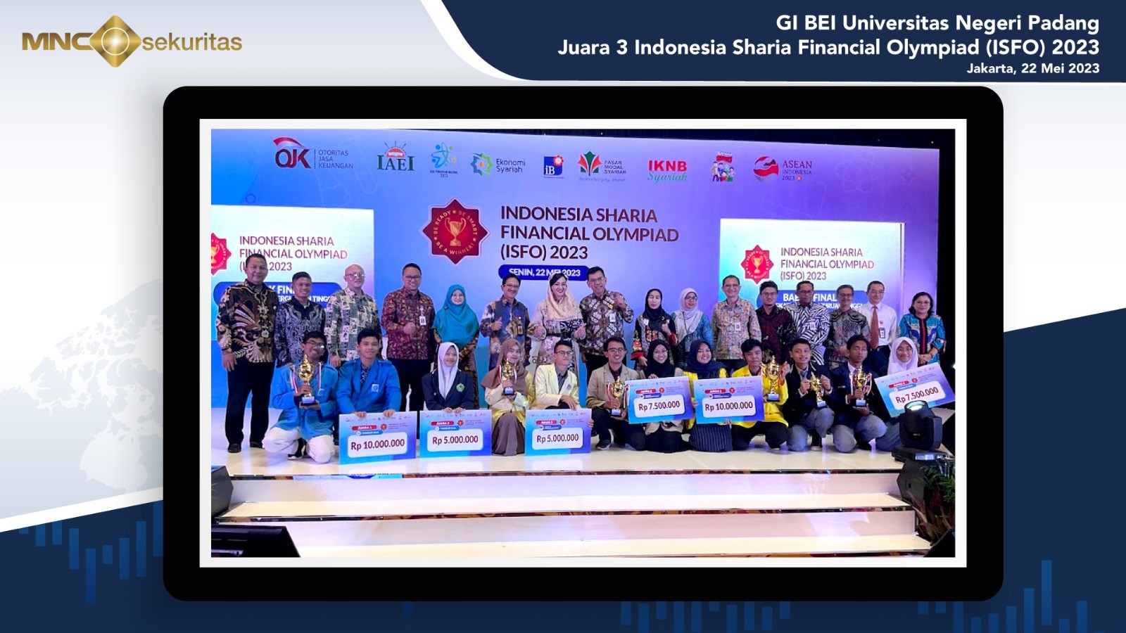 Galeri Investasi BEI Binaan MNC Sekuritas Universitas Negeri Padang Raih Juara 3 ISFO 2023. (Foto MNC Media)