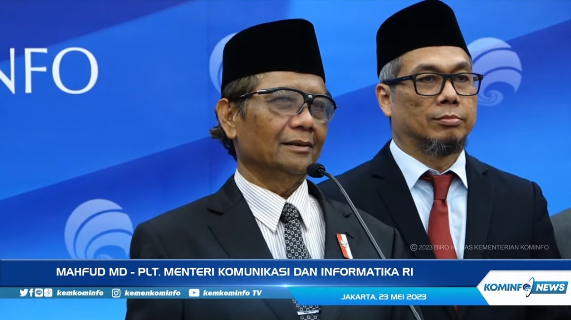 Pesan Mahfud MD ke Empat Pejabat Kominfo Baru: Lanjutkan Proyek BTS 4G. (Foto YT Kemkominfo TV)