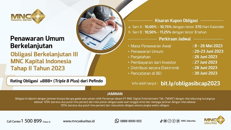 Buruan Masih Ada Waktu Beli Obligasi Berkelanjutan III MNC Kapital (BCAP) (Foto MNC Media)