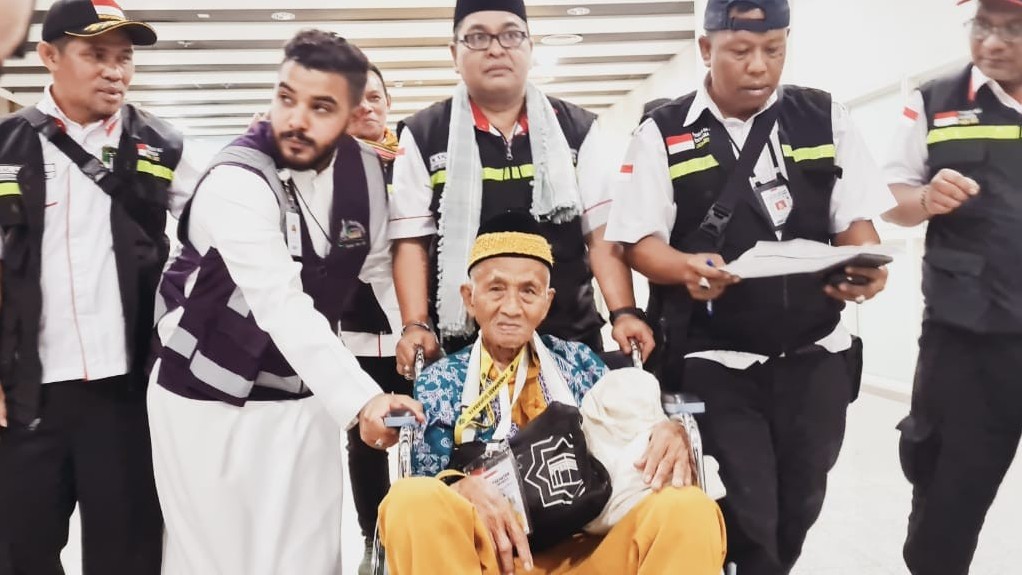 Mbah Harun Jamaah Haji Tertua RI 2023 Sudah Tiba di Madinah. (Foto Sucipto/MPI)