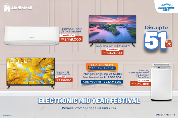 Beli Barang Elektronik di AladinMall Bisa Dapat Diskon Plus Gratis Ongkir (foto: MNC Media)