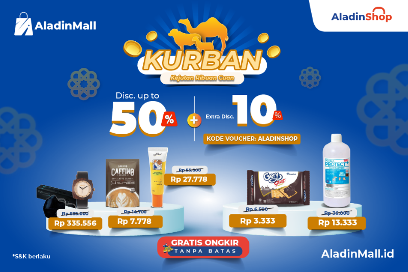 AladinMall Bagi-Bagi Promo KURBAN di Idul Adha, Diskonnya hingga 50 Persen. Foto: MNC Media.