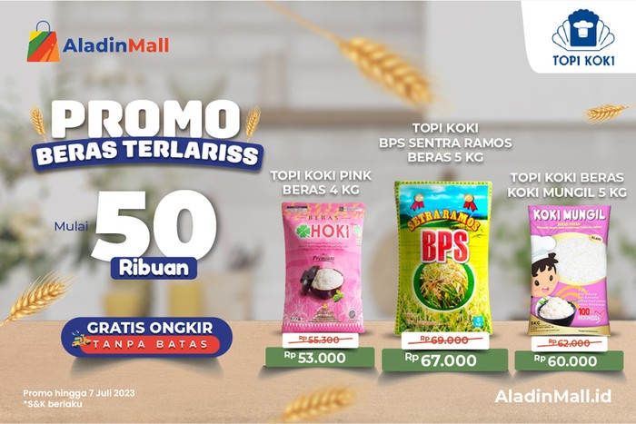 Bunda Serbu Promo Beras Plus Gratis Ongkir di AladinMall. (Foto: MNC Media)