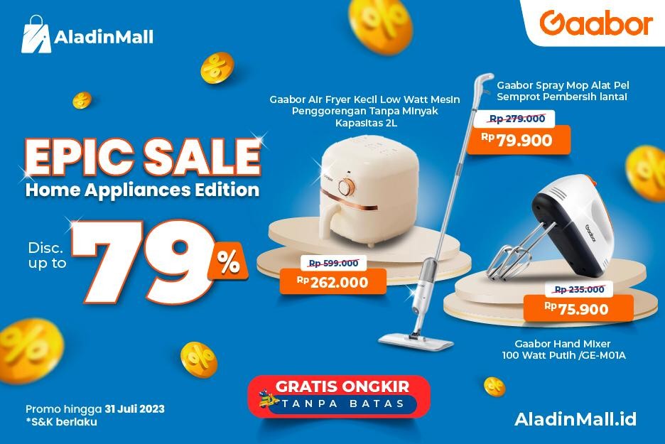 Serbu Alat Rumah Tangga di AladinMall, Ada Diskon s.d 79 Persen Plus Gratis Ongkir. (Foto: MNC Media)