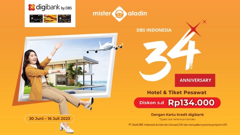 Kabar gembira untuk pengguna kartu kredit digibank. Ada promo menarik yang bisa Anda dapatkan di ulang tahun ke-34 DBS