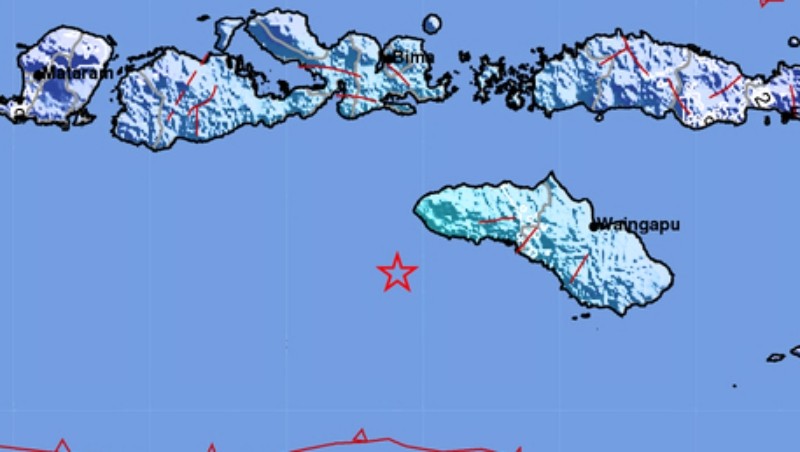 Gempa berkekuatan Magnitudo 5,3 mengguncang Sumba Barat Daya, NTT, Rabu (12/7/2023). (BMKG)