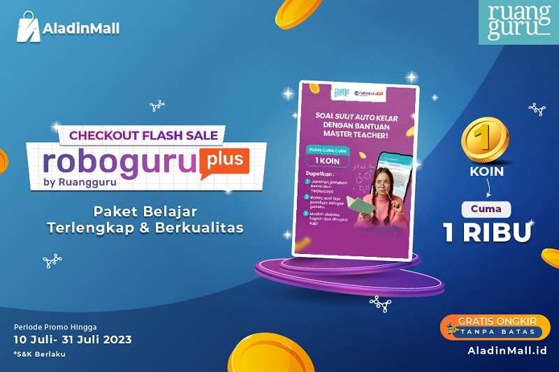 Belajar di Ruangguru Makin Hemat, Cukup Bei Voucher Rp1.000 di AladinMall. (Foto: MNC Media)