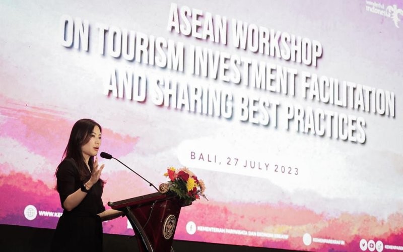Wakil Menteri Pariwisata dan Ekonomi Kreatif Angela Tanoesoedibjo mengajak investor untuk berkolaborasi untuk pacu pariwisata Indonesia.