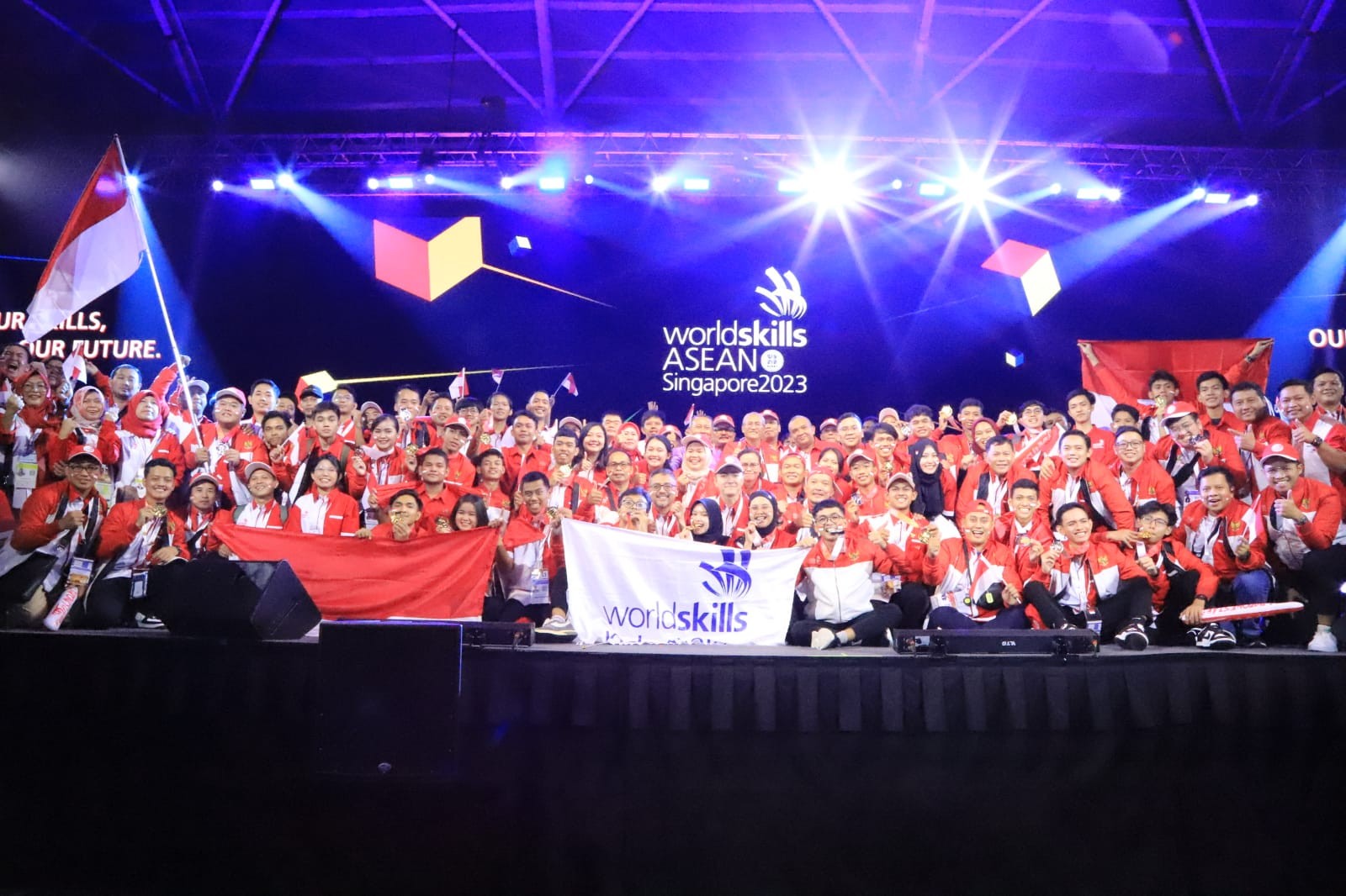 Bangga, Indonesia Juara Umum The 13th Worldskills ASEAN 2023. Foto: MNC Media.