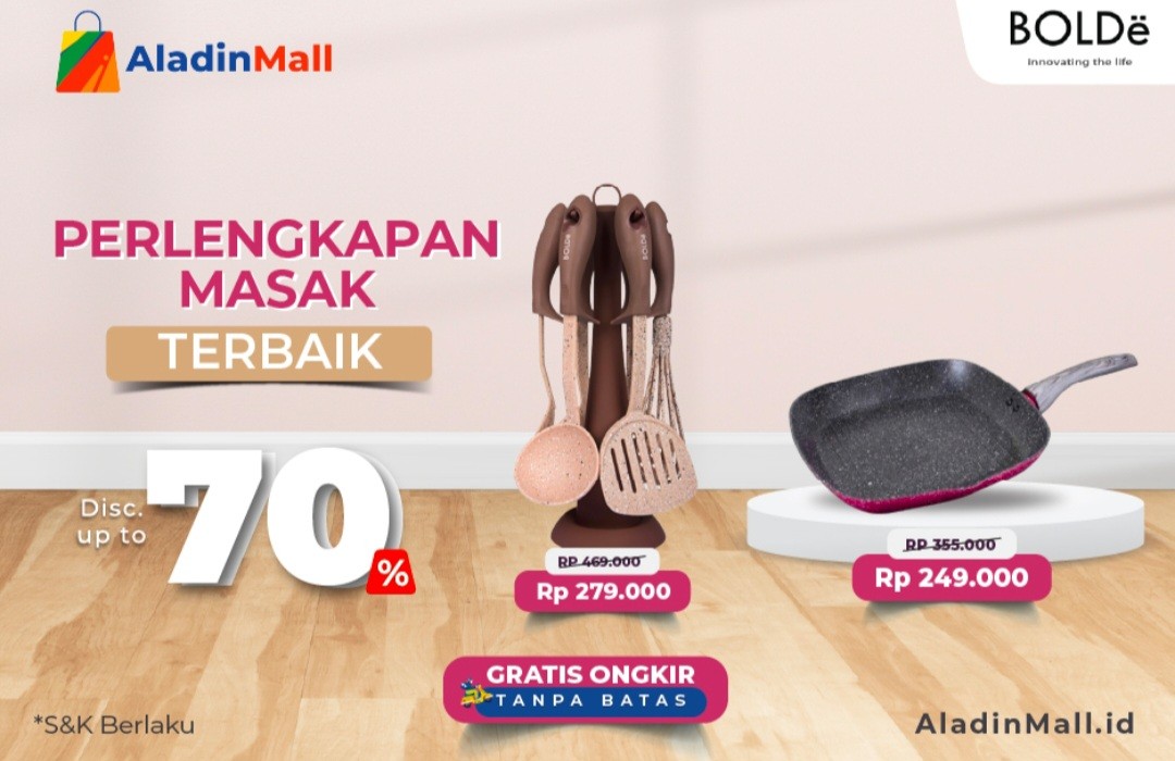 Perlengkapan Masak Terbaik Diskon hingga 70 Persen, Plus Gratis Ongkir di AladinMall (FOTO:MNC Media)
