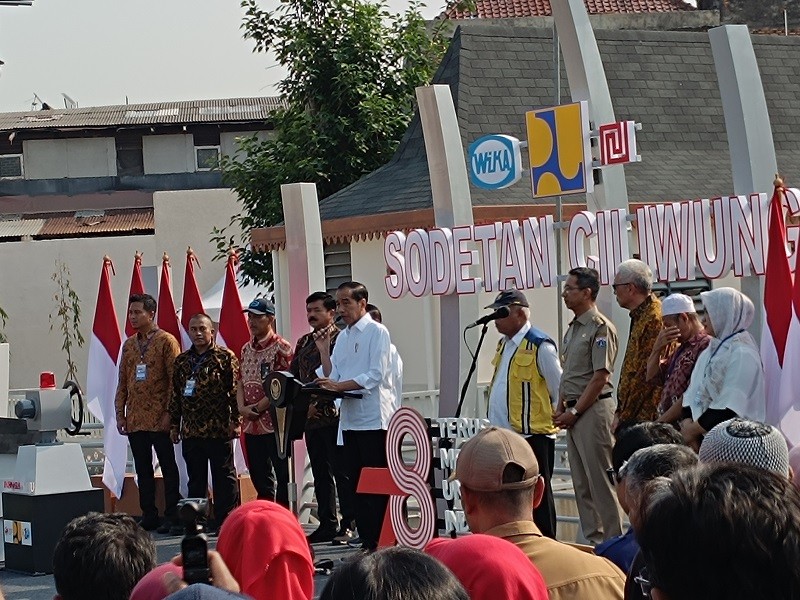 Sodetan Ciliwung 11 Tahun Mangkrak, Jokowi: Hari Ini Alhamdullilah Selesai. (Foto: Raka/MNC Media)