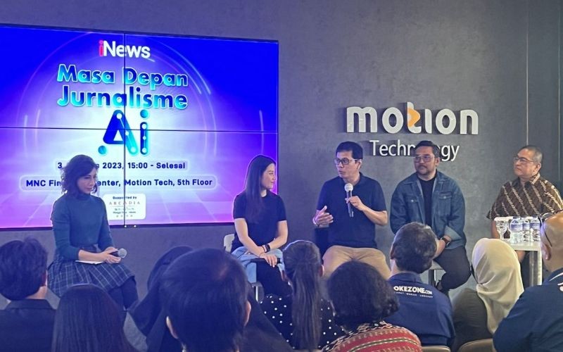 iNews Media hadirkan presenter virtual, Wamenparekraf Angela Tanoesoedibjo jadi anchor. Foto: MPI