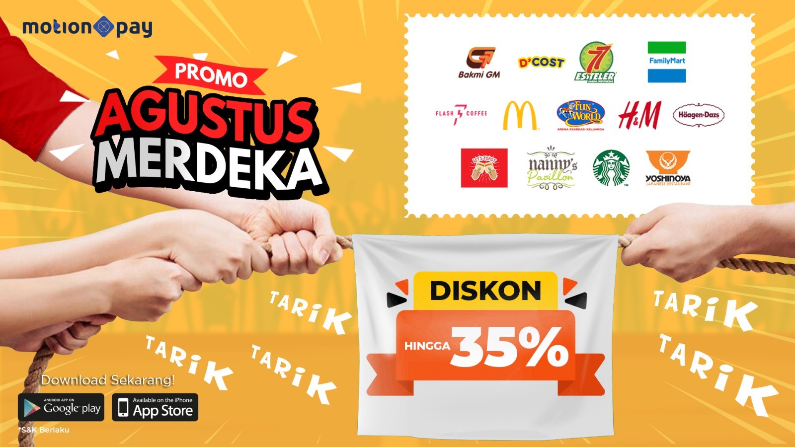 Serbu Diskon Agustus Merdeka 35 Persen di MotionPay. (Foto MNC Media)