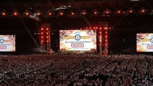 Indonesia Berhasil Pecahkan Rekor Dunia Pergelaran Angklung. (Foto: MNC Media)