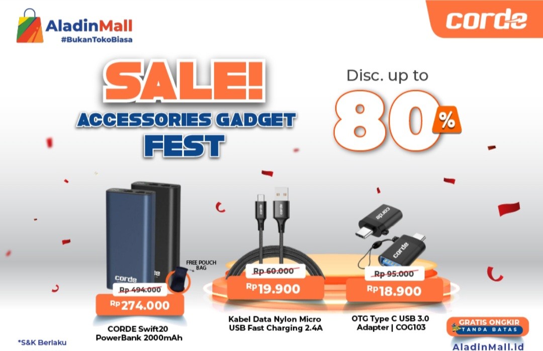 Promo Aksesoris Gadget, Diskon hingga 80 Persen dan Gratis Ongkir di AladinMall (FOTO:MNC Media)