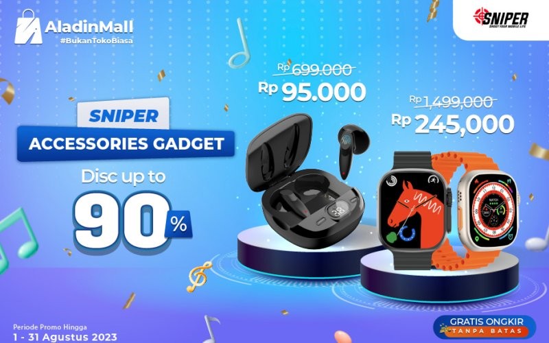 Promo Accessories Gadget Sniper hadir lagi di AladinMall. Kali ini, diskonnya hingga 90% lho