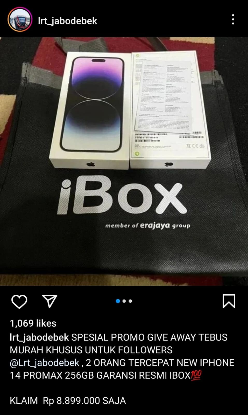 Akun Instagram LRT Jabodebek Dibajak, KAI: Waspada Penawaran Give Away. (Foto: Tangkapan Layar Akun Instagram @lrt_jabodebek)