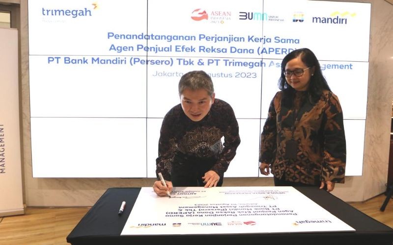 Bank Mandiri-Trimegah Asset Management kerja sama pasarkan tiga reksa dana. Foto: MPI