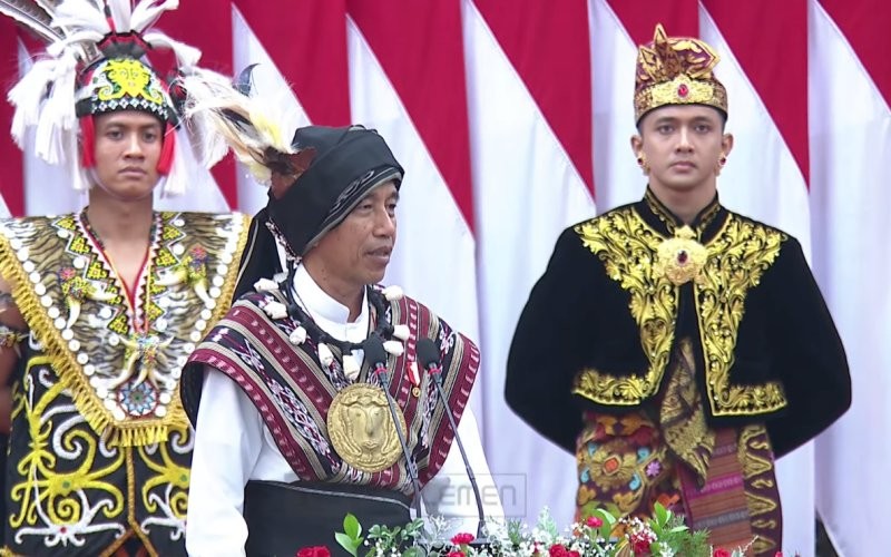 Presiden Jokowi di Sidang Tahunan MPR di Kompleks Parlemen, Senayan, Jakarta Pusat, Rabu (16/8/2023).