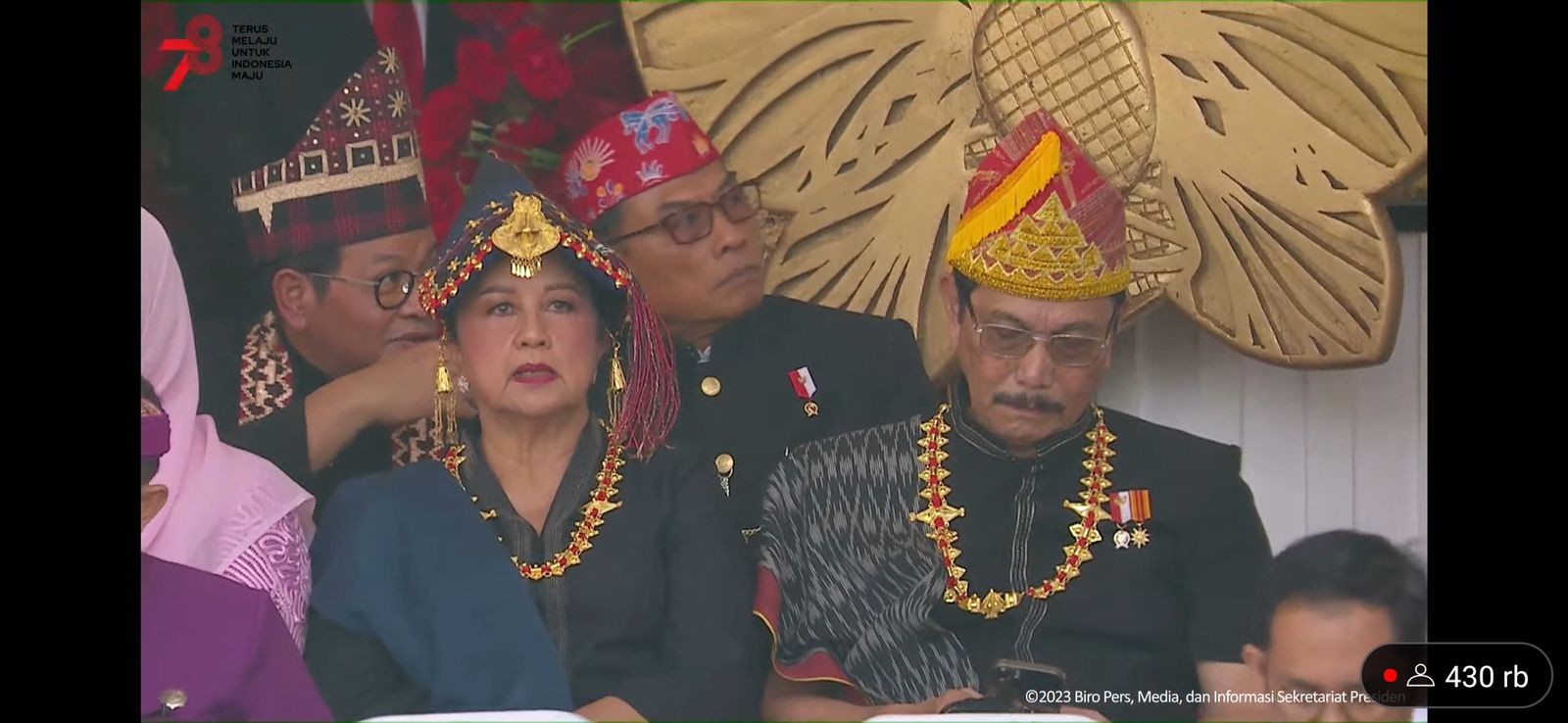 Luhut Kenakan Baju Adat Batak Pakpak pada Upacara HUT ke78 RI. (Foto: MNc Media)