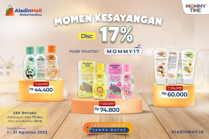 AladinMall Hadirkan Promo Mommy Time Merdeka Sale, Dapatkan Potongan 17 Persen hingga Rp17 Ribu. (Foto: MisterAladin