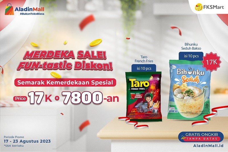 Dapatkan Promo FKSMart Serba 78 di Promo Kemerdekaan AladinMall, Berlaku 17-23 Agustus 2023.(Foto: MNC Media)