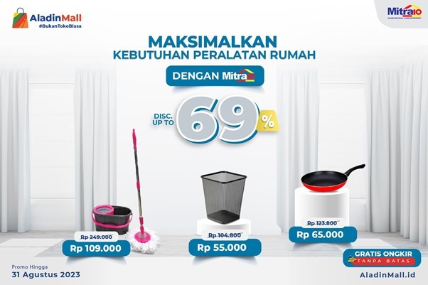 Borong Perlengkapan Rumah Mumpung Ada Diskon s.d 69% di AladinMall + Gratis Ongkir! (foto: MNC Media)